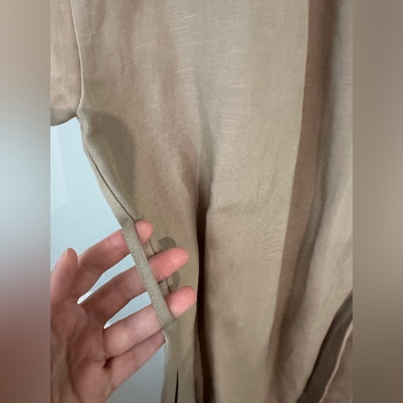 Zara oversized Beige linen belted V-Neck Dress size small new with tags - Picture 5 of 13